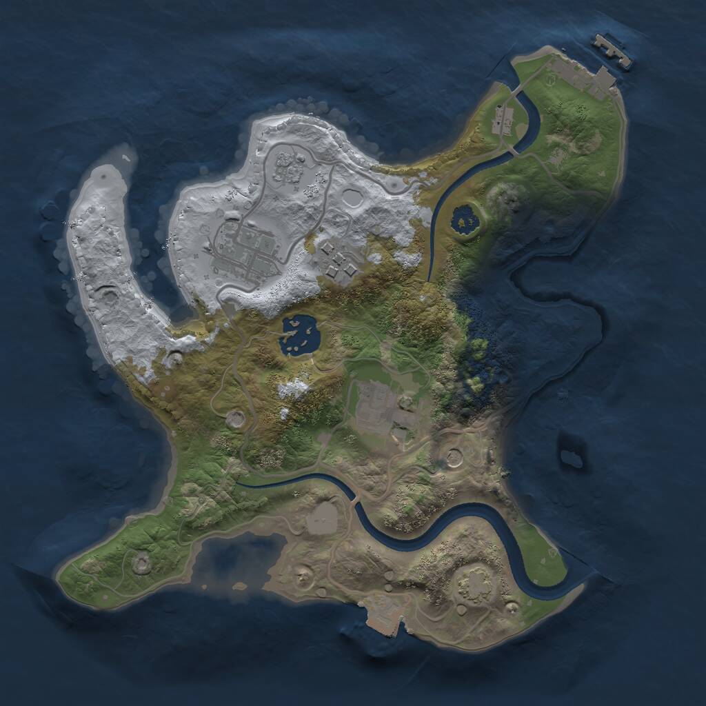 Rust Map: Procedural Map, Size: 2500, Seed: 3476496, 9 Monuments