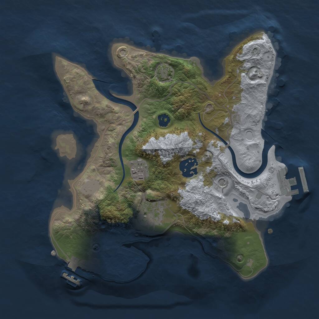 Rust Map: Procedural Map, Size: 2500, Seed: 3475970, 8 Monuments