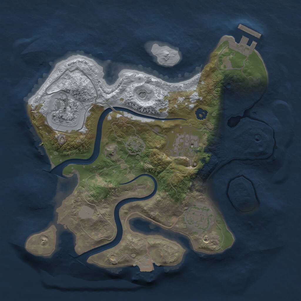 Rust Map: Procedural Map, Size: 2500, Seed: 421294251, 7 Monuments