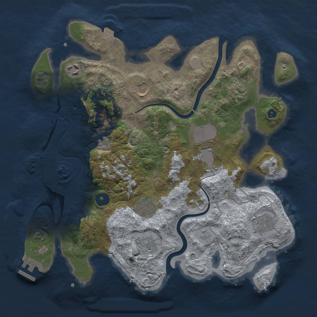 Rust Map: Procedural Map, Size: 3500, Seed: 427404880, 14 Monuments