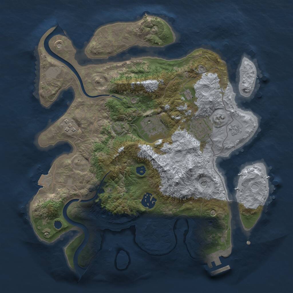 Rust Map: Procedural Map, Size: 3000, Seed: 52525252, 9 Monuments