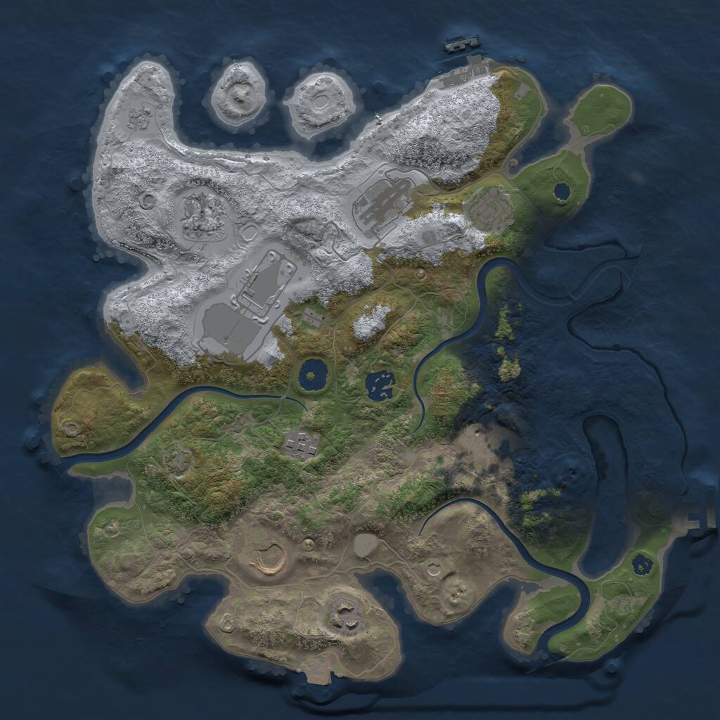 Rust Map: Procedural Map, Size: 3500, Seed: 17384628, 15 Monuments