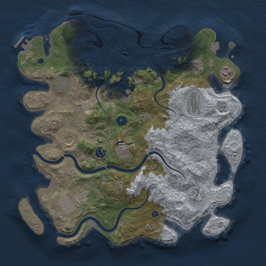 Rust Map: Procedural Map, Size: 3850, Seed: 158553867, 16 Monuments