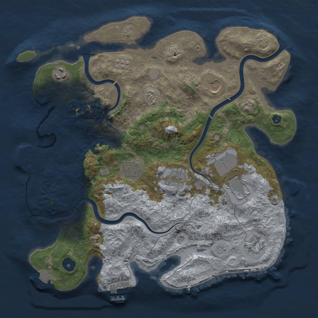 Rust Map: Procedural Map, Size: 3600, Seed: 18545723, 13 Monuments