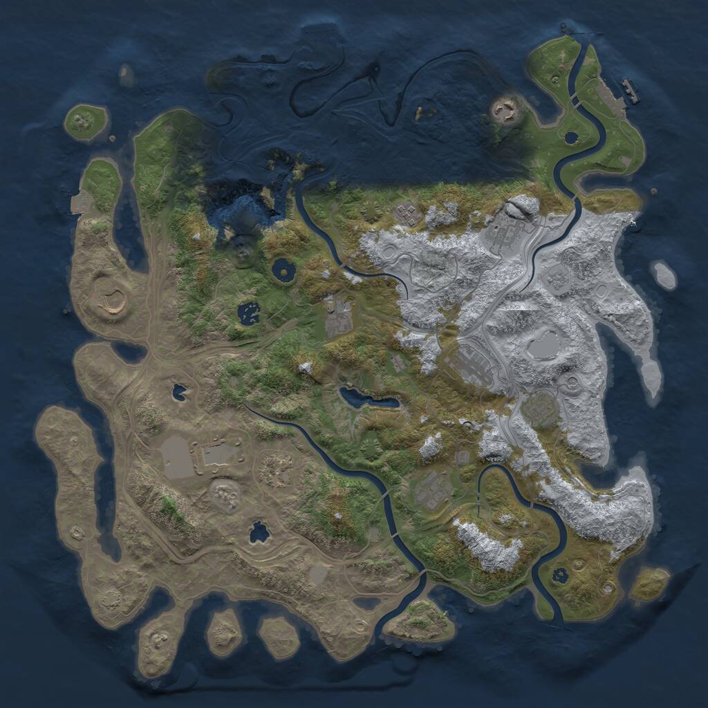 Rust Map: Procedural Map, Size: 4500, Seed: 127968266, 17 Monuments