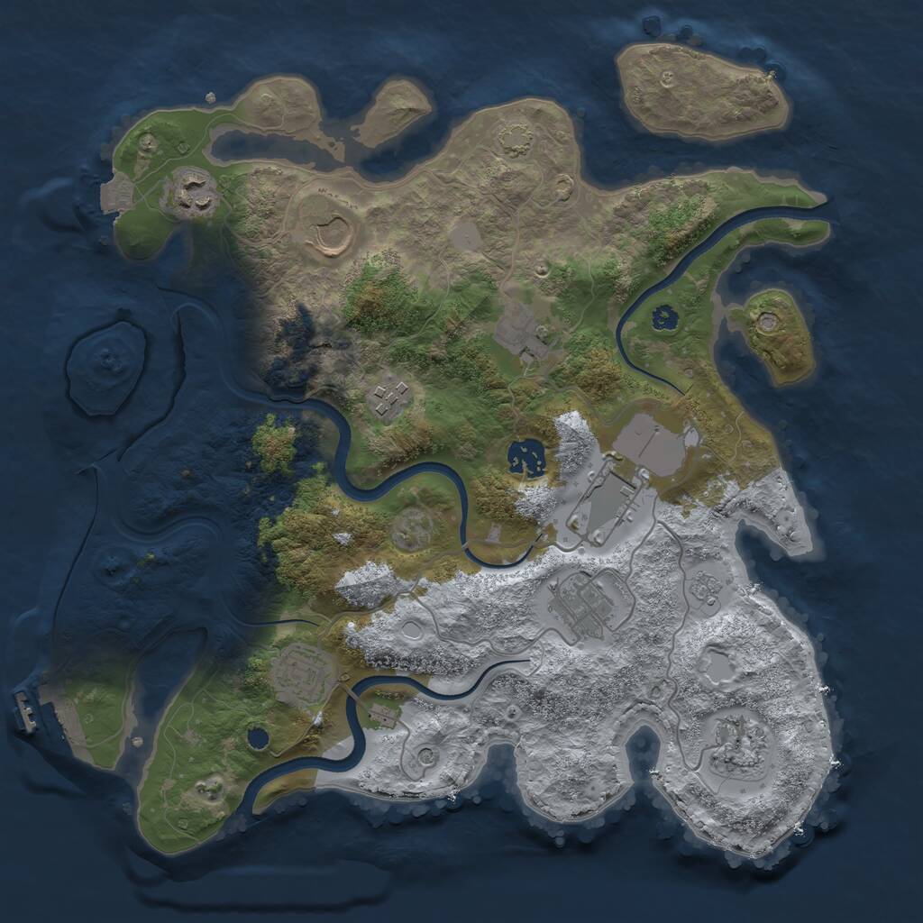 Rust Map: Procedural Map, Size: 3500, Seed: 6548, 14 Monuments