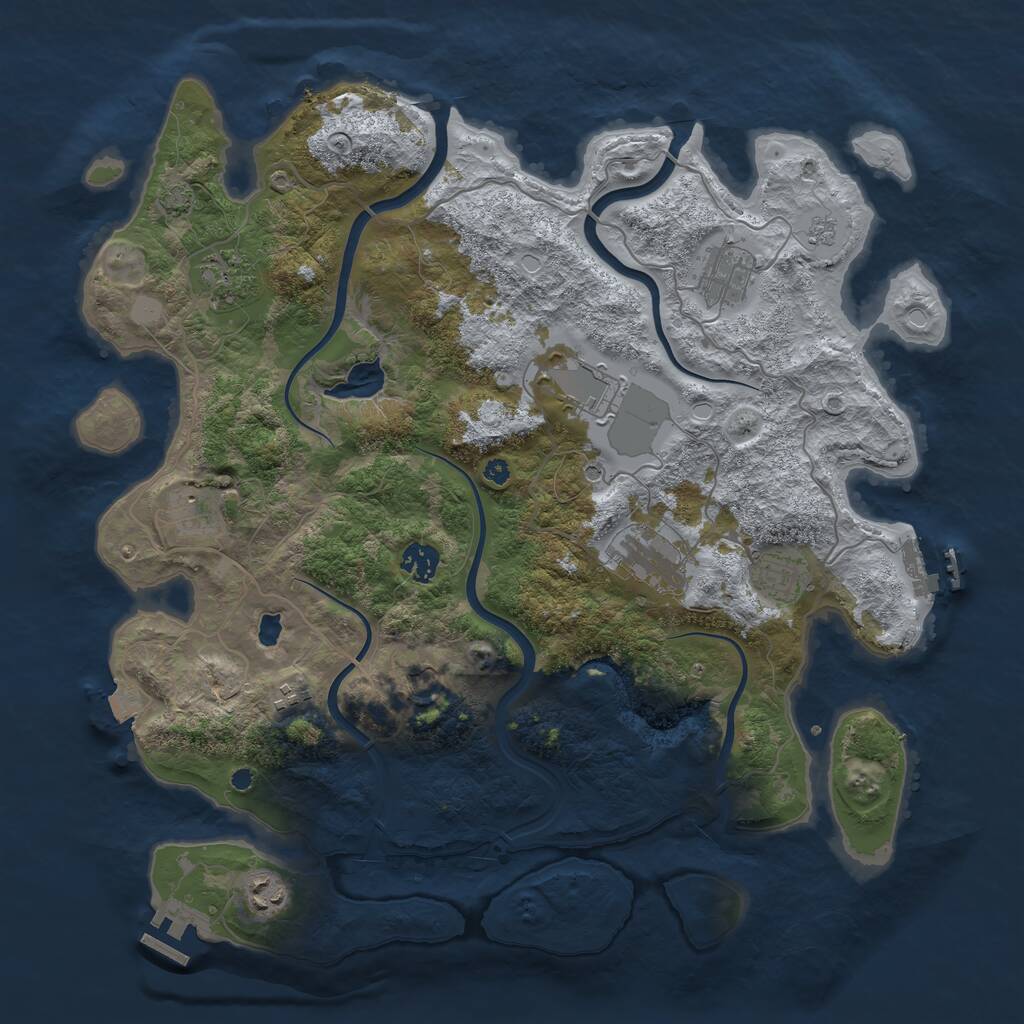Rust Map: Procedural Map, Size: 4000, Seed: 953068446, 16 Monuments