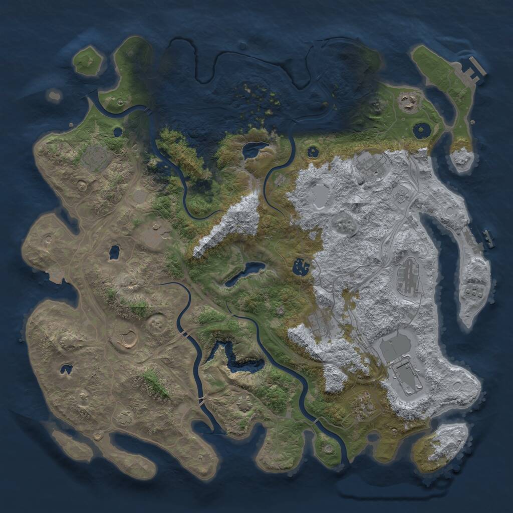 Rust Map: Procedural Map, Size: 4500, Seed: 203278493, 17 Monuments