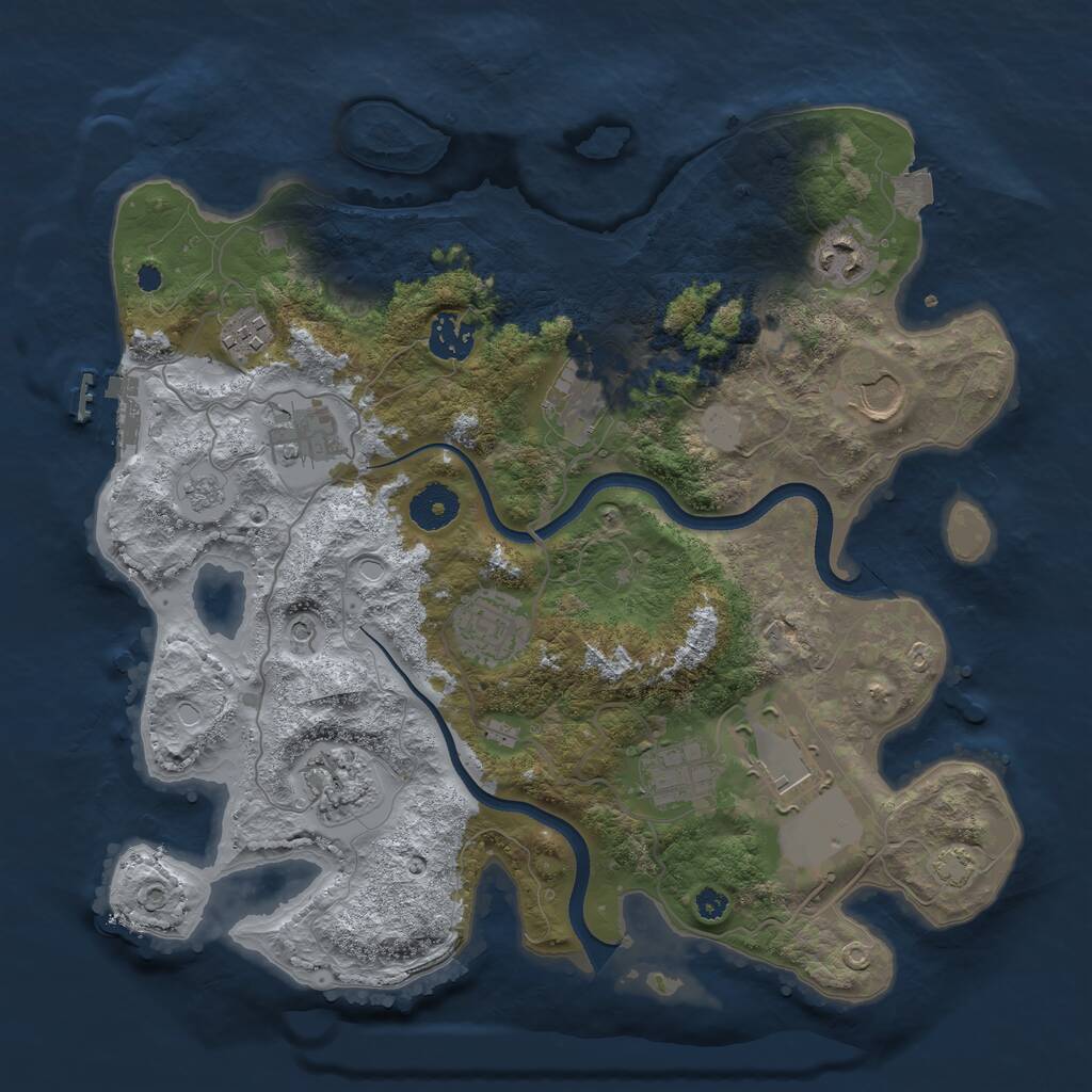Rust Map: Procedural Map, Size: 3500, Seed: 671167468, 15 Monuments