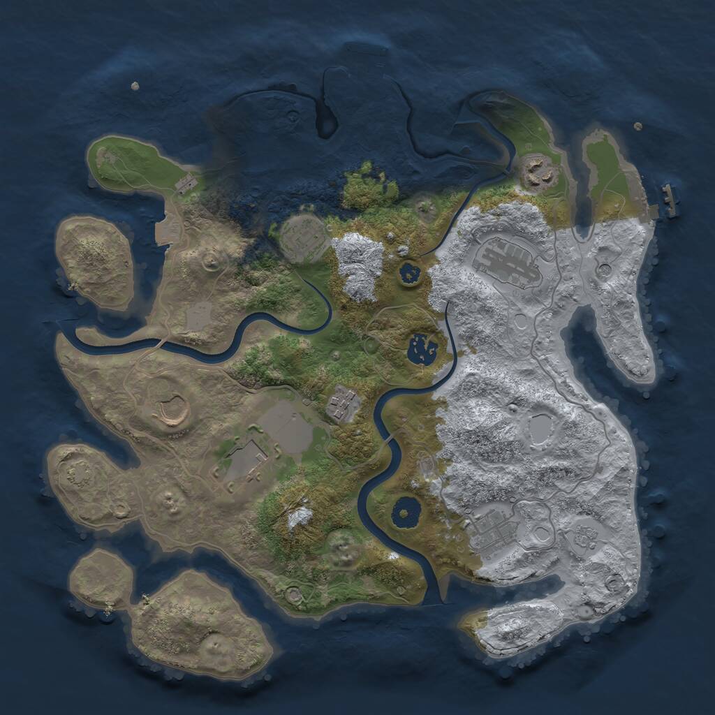 Rust Map: Procedural Map, Size: 3500, Seed: 759156, 14 Monuments