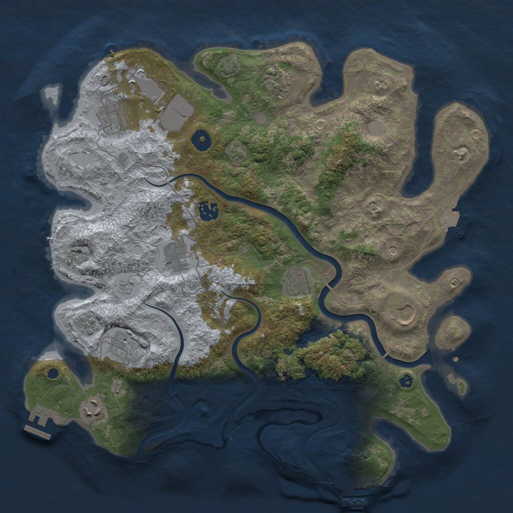 Rust Map: Procedural Map, Size: 3800, Seed: 1150561213, 16 Monuments