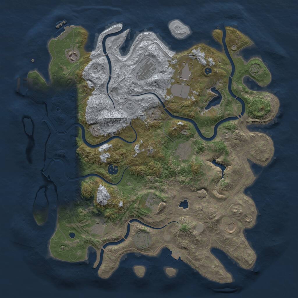 Rust Map: Procedural Map, Size: 4250, Seed: 1289664223, 16 Monuments