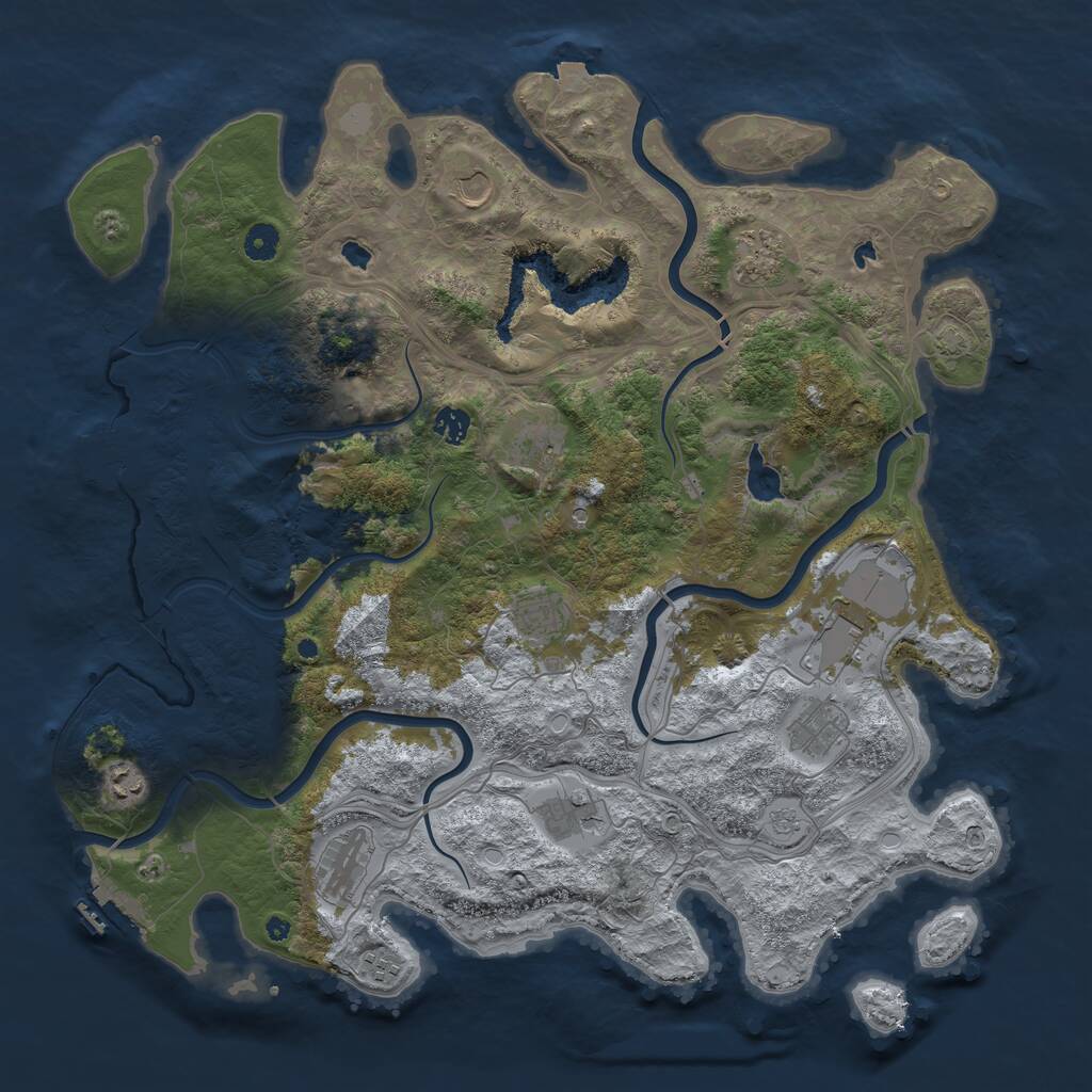 Rust Map: Procedural Map, Size: 4500, Seed: 382552459, 17 Monuments