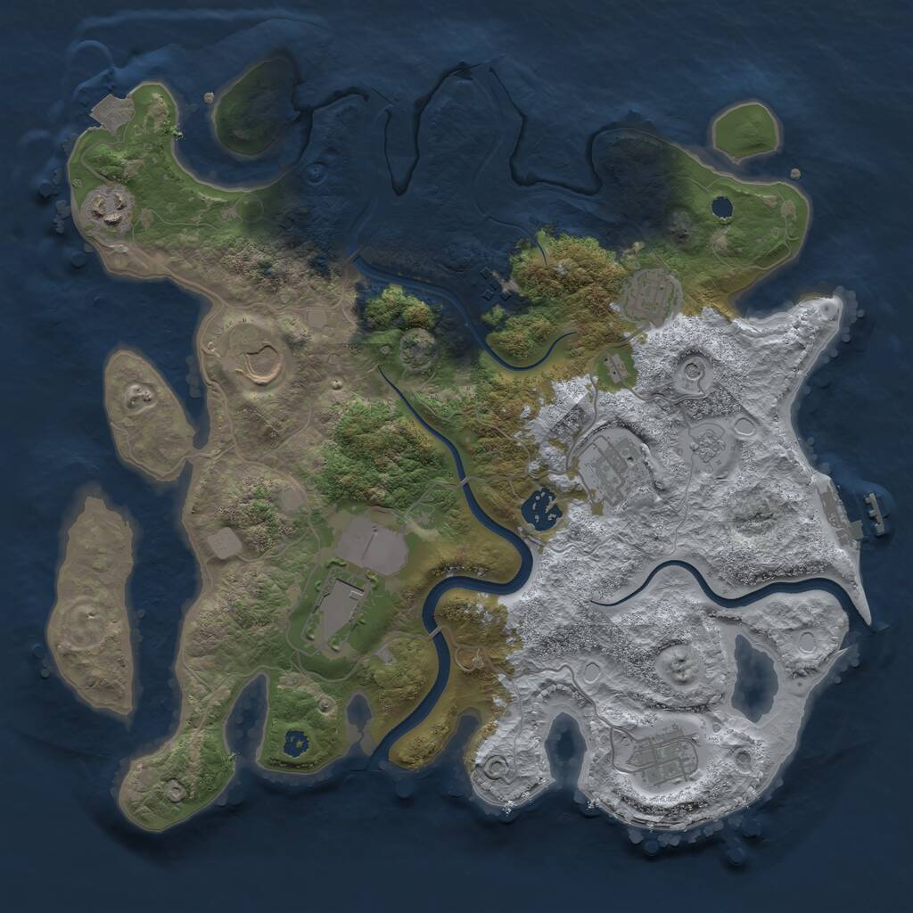 Rust Map: Procedural Map, Size: 3500, Seed: 1427712343, 13 Monuments