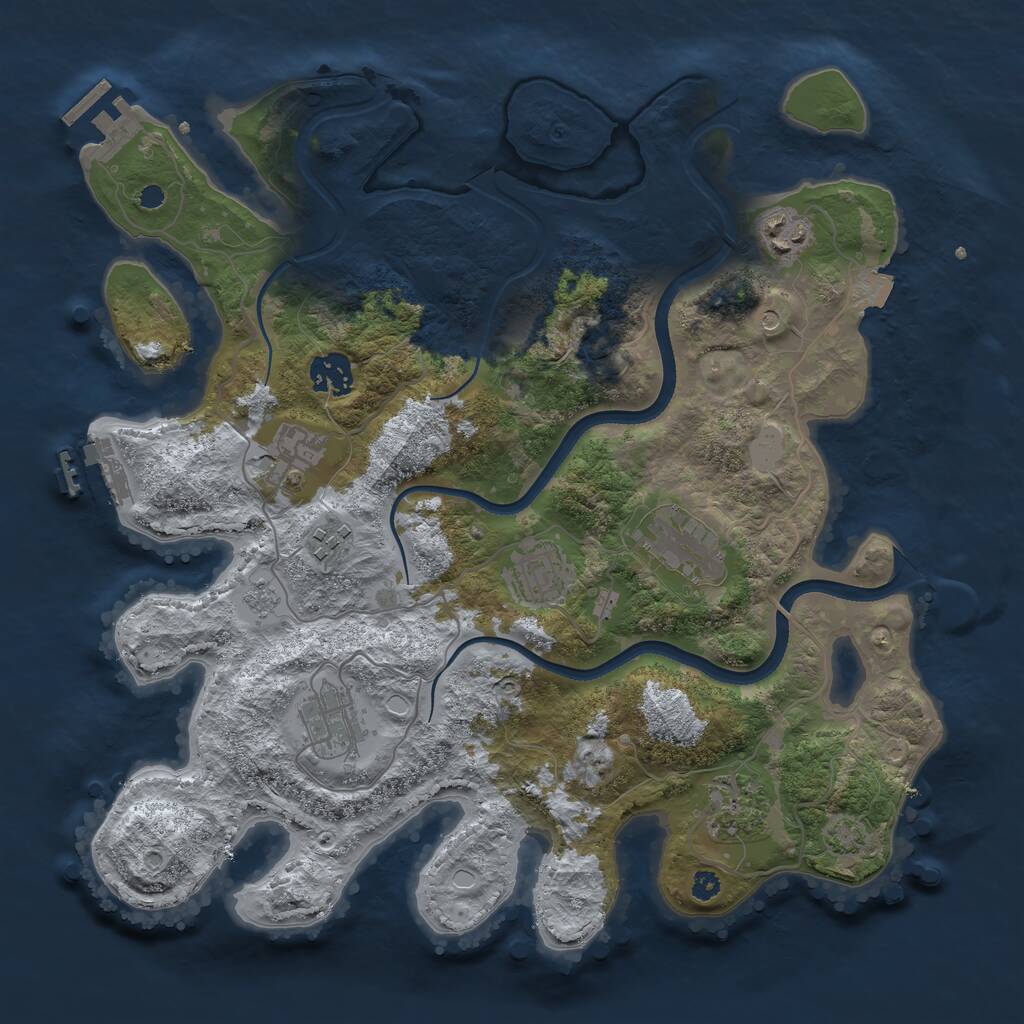 Rust Map: Procedural Map, Size: 3500, Seed: 1408986100, 14 Monuments