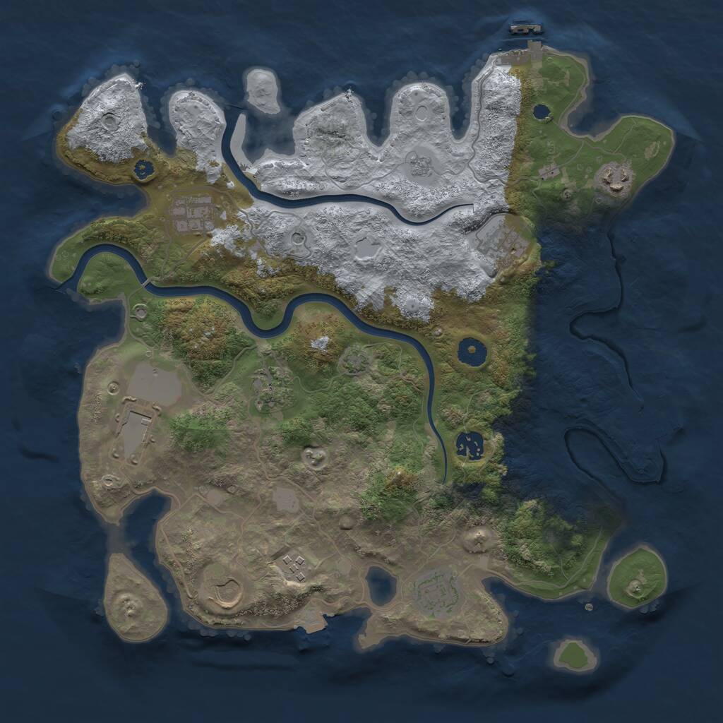 Rust Map: Procedural Map, Size: 3750, Seed: 243724701, 15 Monuments