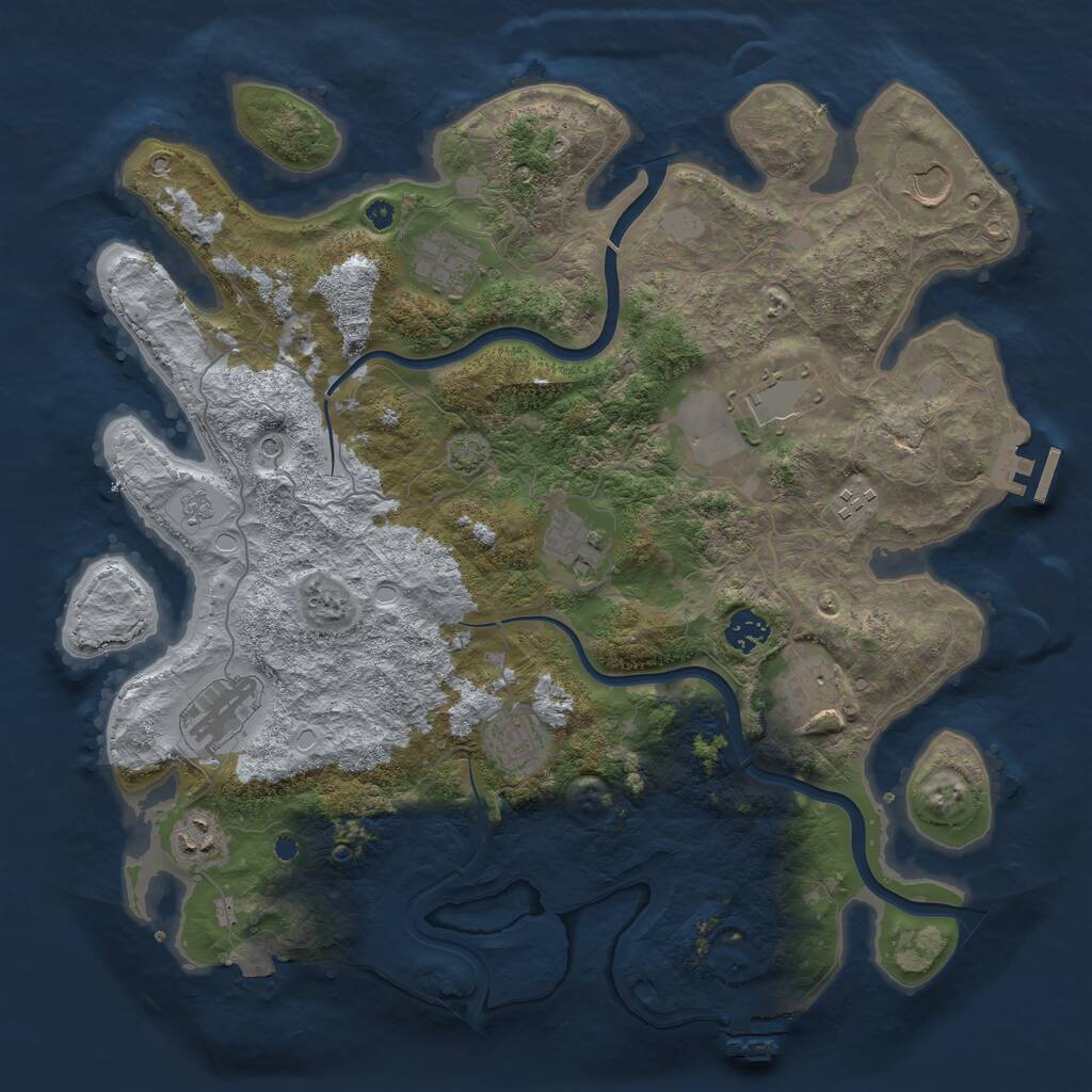 Rust Map: Procedural Map, Size: 3925, Seed: 1670417152, 16 Monuments