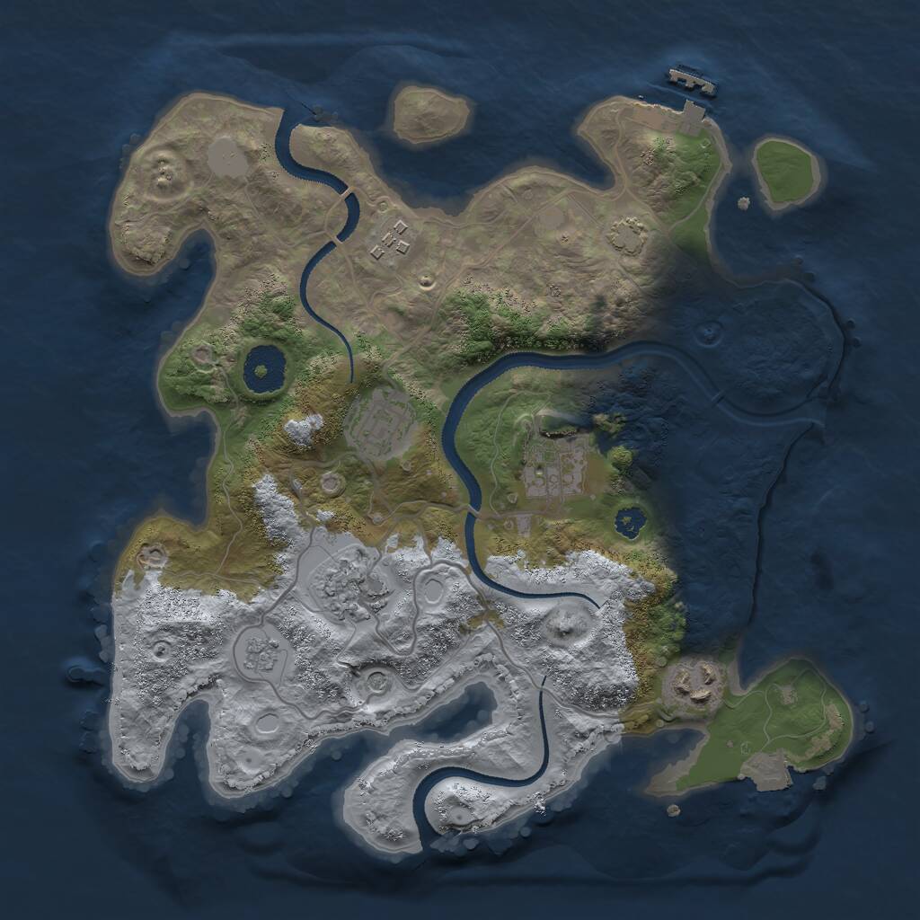 Rust Map: Procedural Map, Size: 3000, Seed: 9765, 10 Monuments