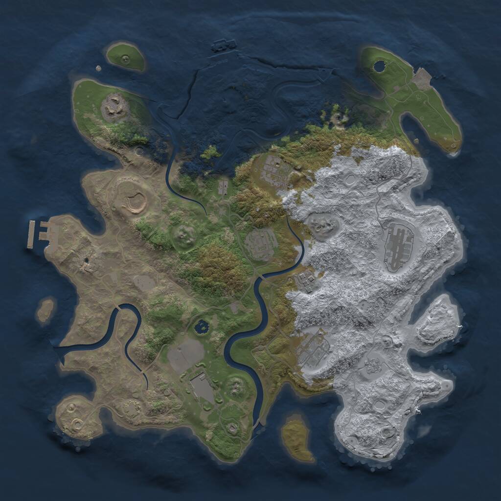 Rust Map: Procedural Map, Size: 3600, Seed: 256282, 14 Monuments