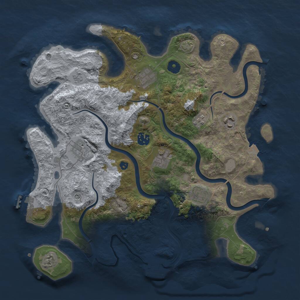 Rust Map: Procedural Map, Size: 3500, Seed: 84539217, 13 Monuments