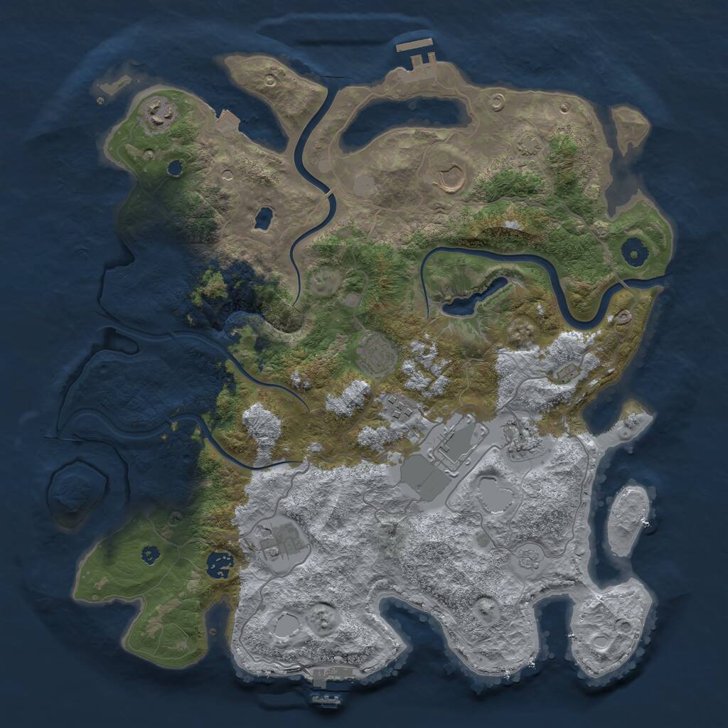 Rust Map: Procedural Map, Size: 4000, Seed: 635463452, 14 Monuments