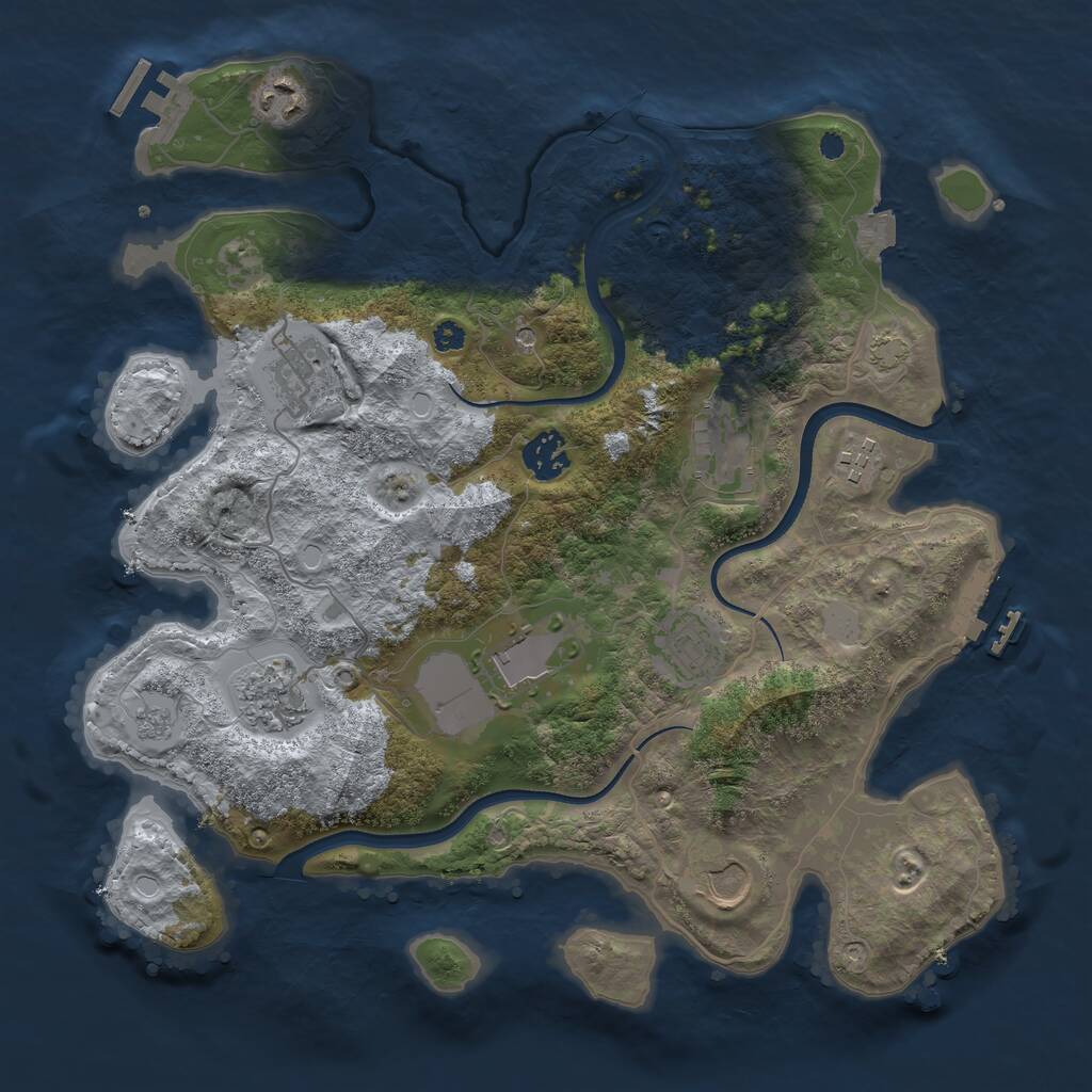 Rust Map: Procedural Map, Size: 3500, Seed: 734743646, 15 Monuments