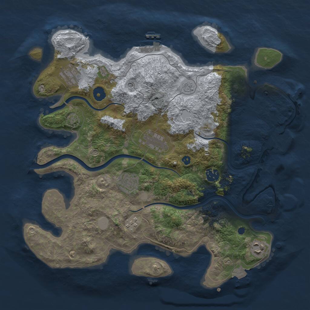 Rust Map: Procedural Map, Size: 3500, Seed: 1525560128, 12 Monuments
