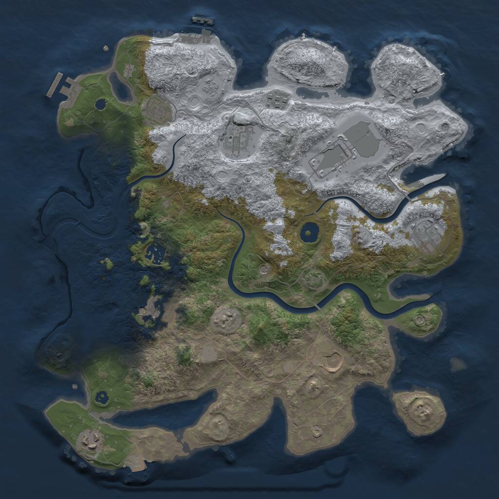 Rust Map: Procedural Map, Size: 3750, Seed: 1260955235, 15 Monuments
