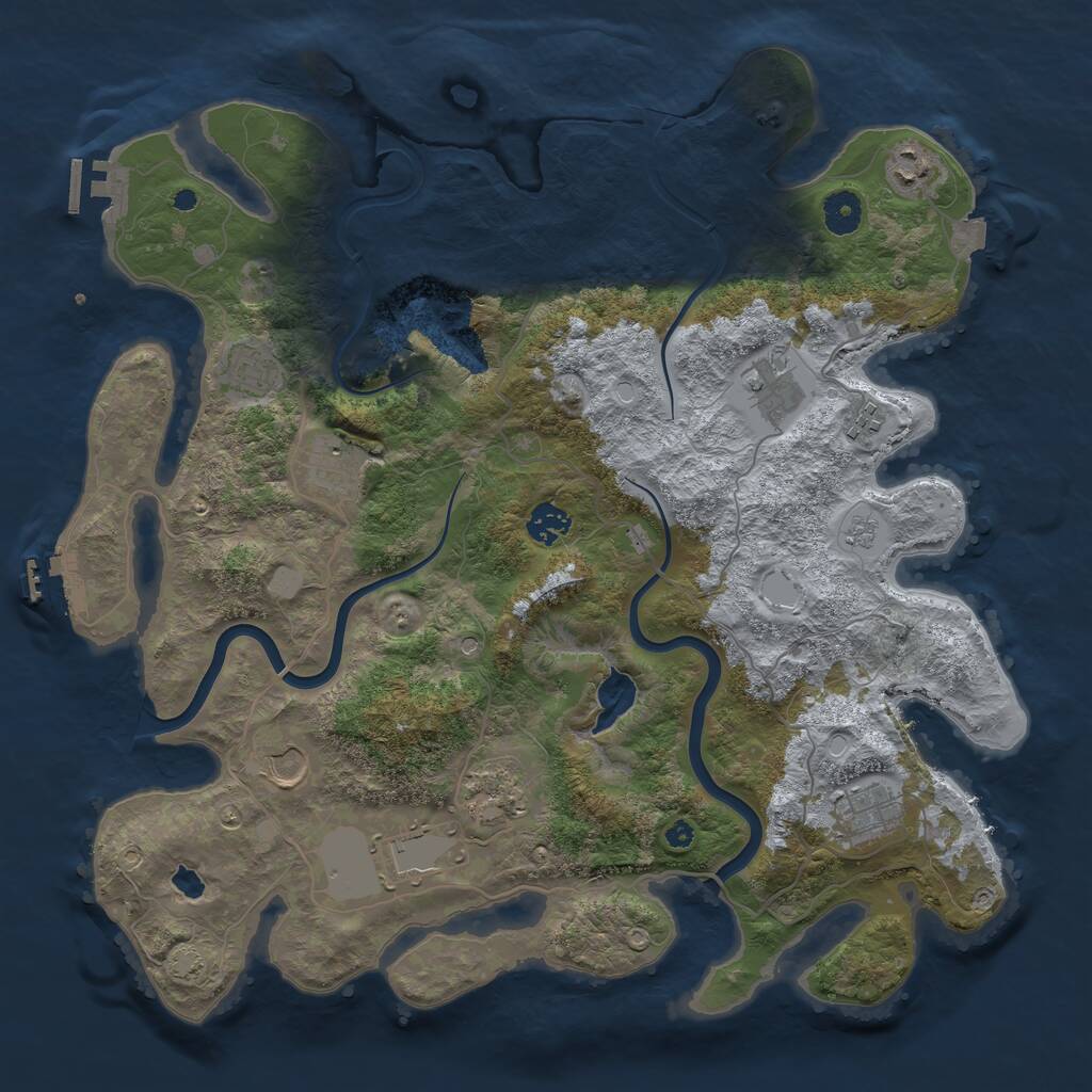 Rust Map: Procedural Map, Size: 4000, Seed: 990180279, 16 Monuments