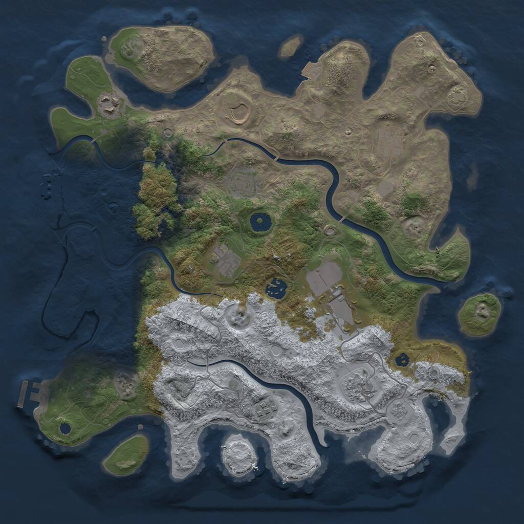 Rust Map: Procedural Map, Size: 3820, Seed: 70051, 15 Monuments