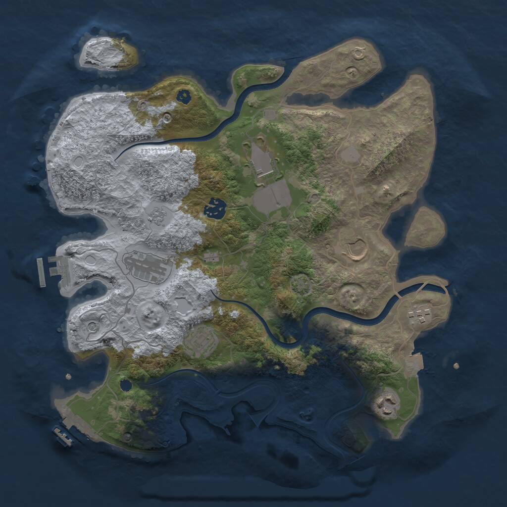 Rust Map: Procedural Map, Size: 3500, Seed: 1126339363, 13 Monuments