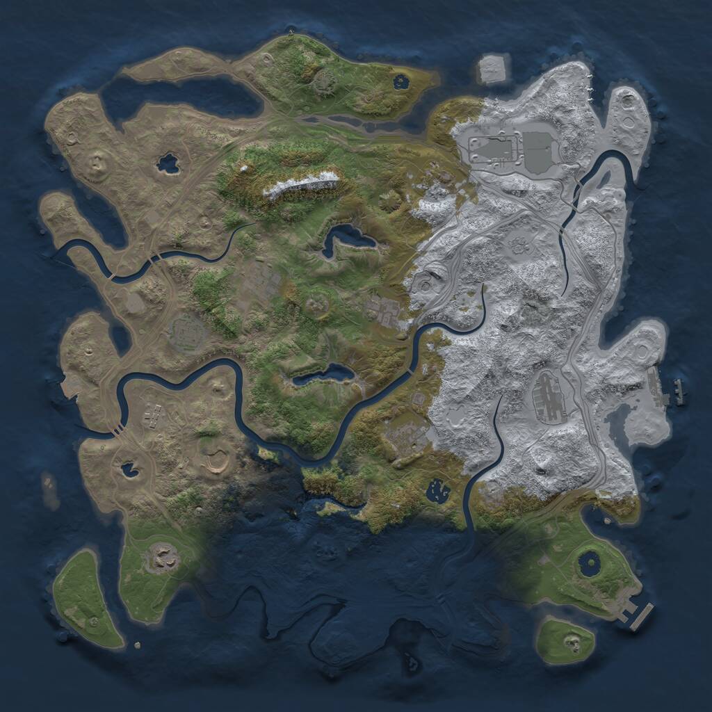 Rust Map: Procedural Map, Size: 4500, Seed: 4228, 17 Monuments