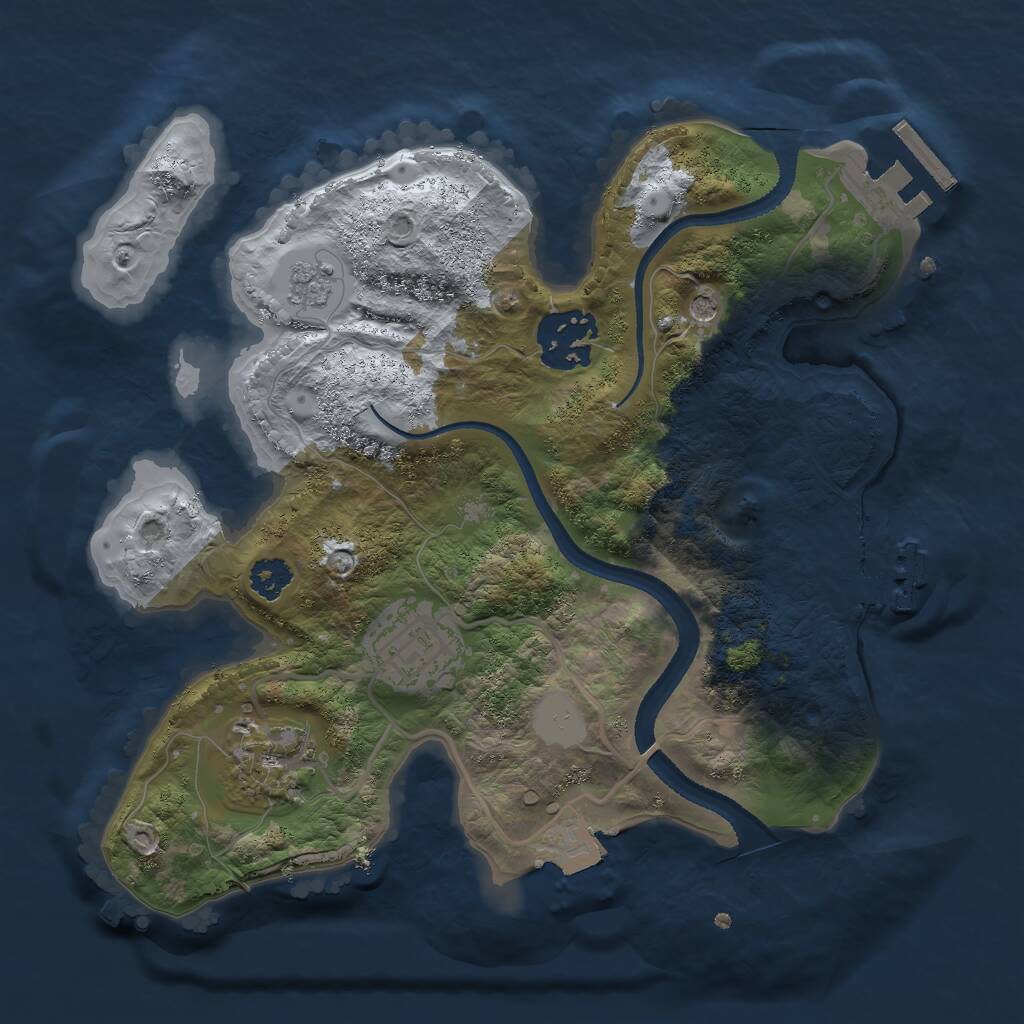 Rust Map: Procedural Map, Size: 2500, Seed: 1231677259, 8 Monuments