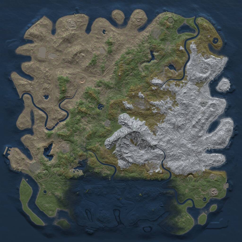Rust Map: Procedural Map, Size: 6000, Seed: 1351031186, 17 Monuments