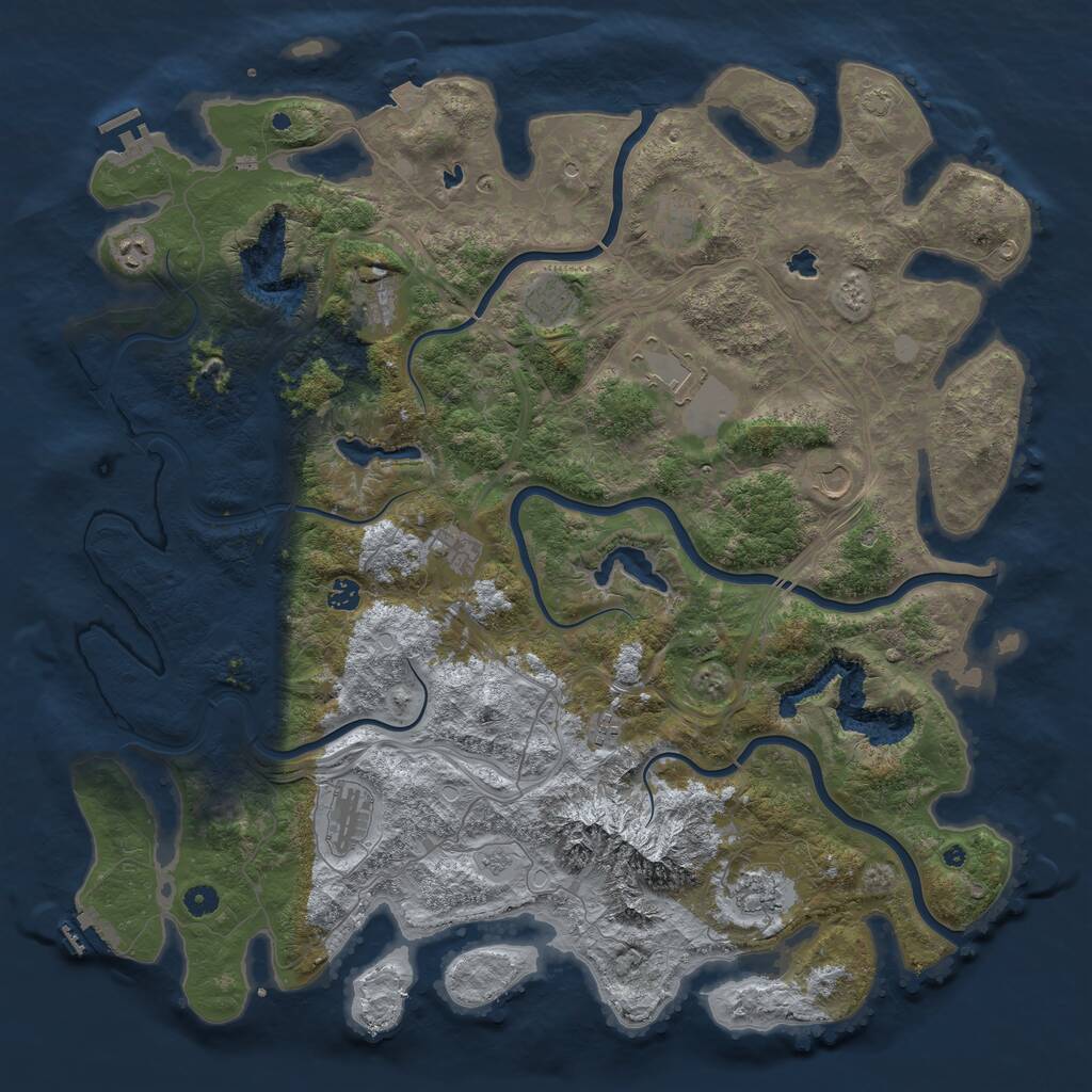 Rust Map: Procedural Map, Size: 5000, Seed: 1244952666, 17 Monuments