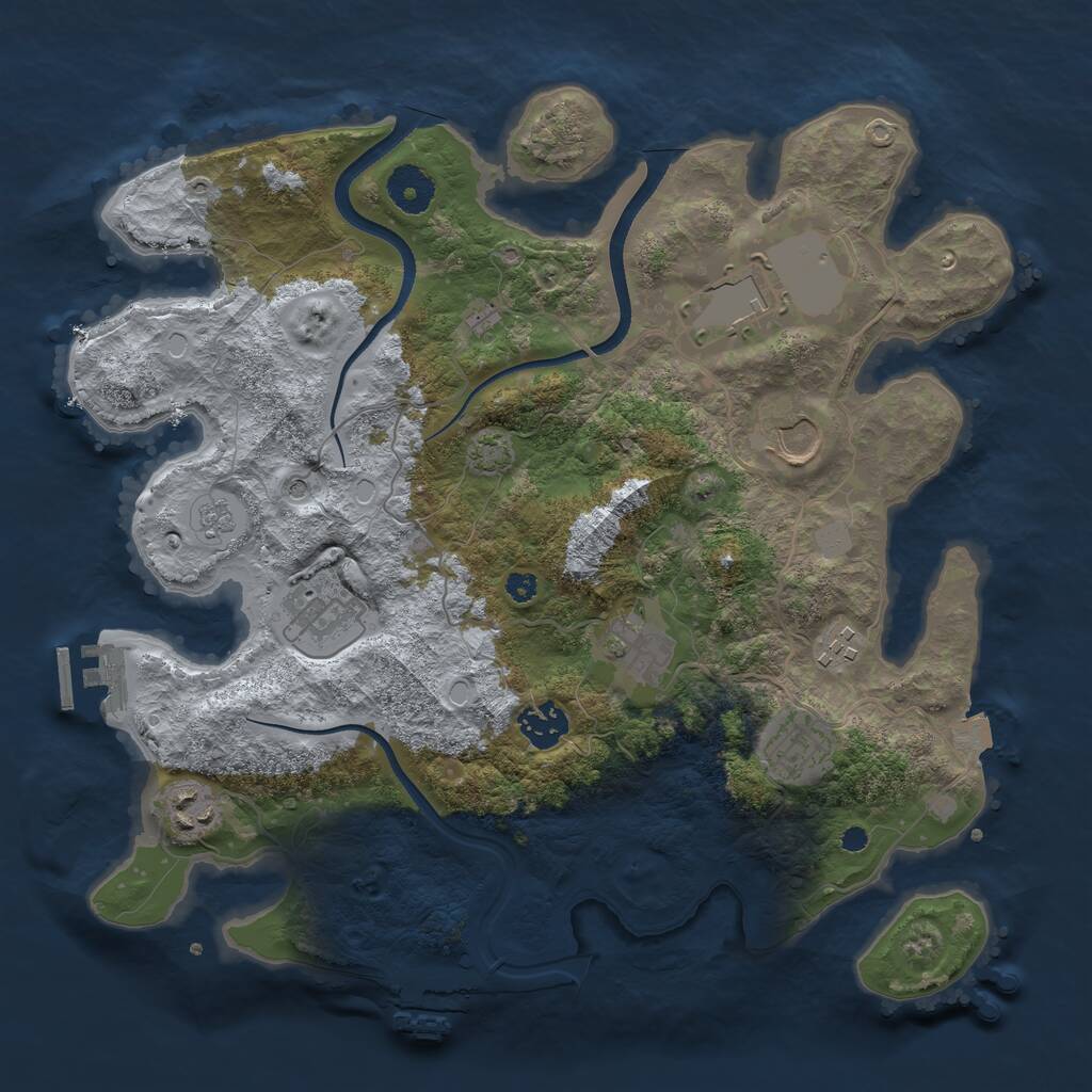 Rust Map: Procedural Map, Size: 3500, Seed: 705400449, 14 Monuments