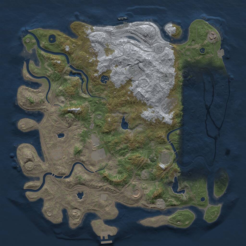 Rust Map: Procedural Map, Size: 4500, Seed: 209001165, 16 Monuments