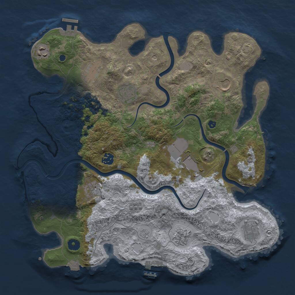 Rust Map: Procedural Map, Size: 3700, Seed: 93509994, 16 Monuments