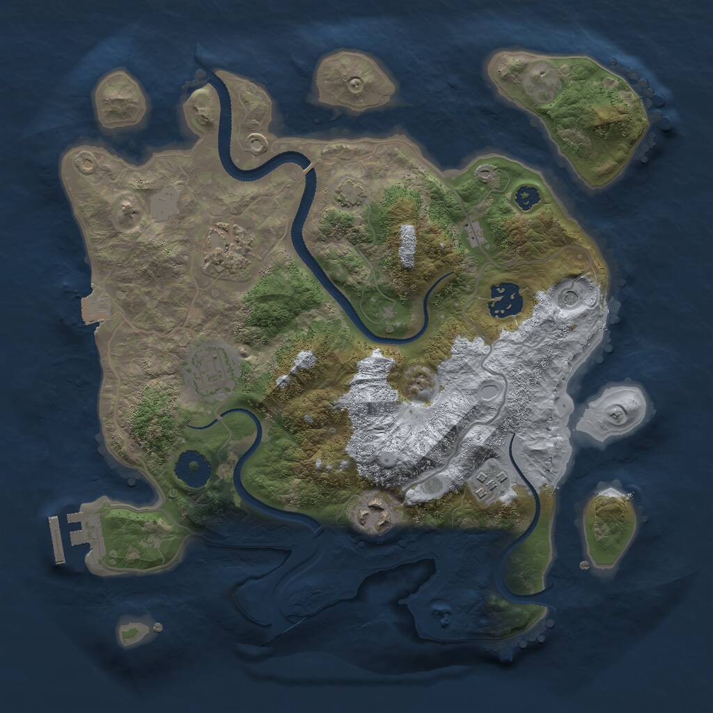 Rust Map: Procedural Map, Size: 3000, Seed: 1943231576, 9 Monuments