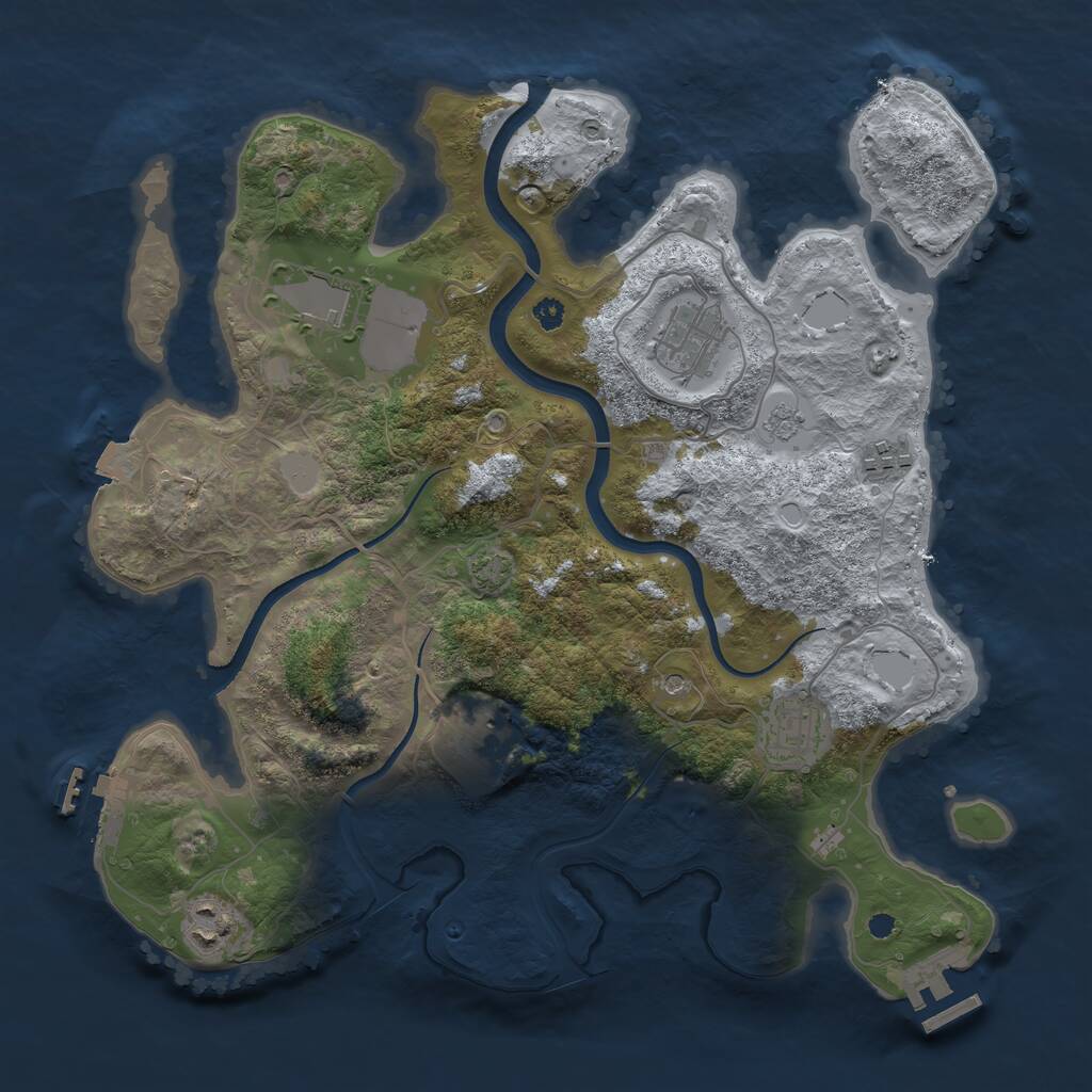 Rust Map: Procedural Map, Size: 3500, Seed: 1244098447, 12 Monuments