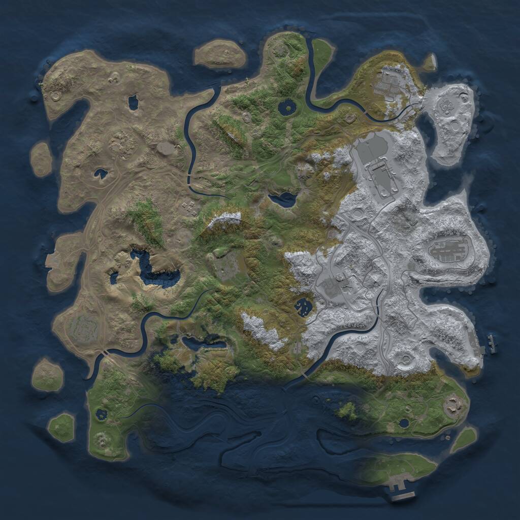 Rust Map: Procedural Map, Size: 4500, Seed: 466359191, 16 Monuments