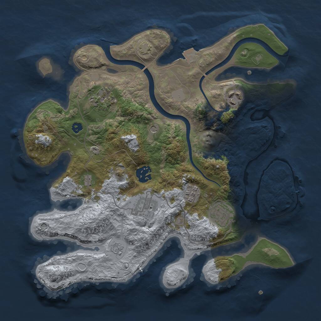 Rust Map: Procedural Map, Size: 3000, Seed: 1974817402, 10 Monuments
