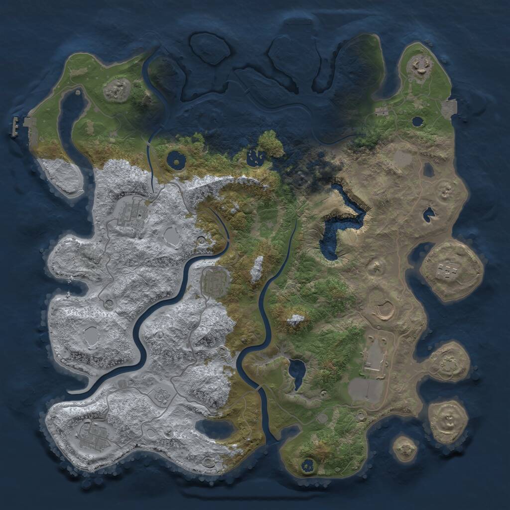 Rust Map: Procedural Map, Size: 4000, Seed: 1967910686, 14 Monuments