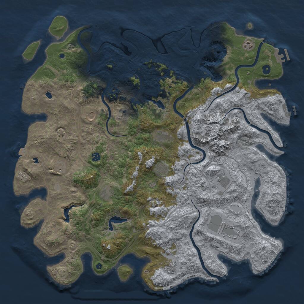 Rust Map: Procedural Map, Size: 5050, Seed: 546019621, 17 Monuments