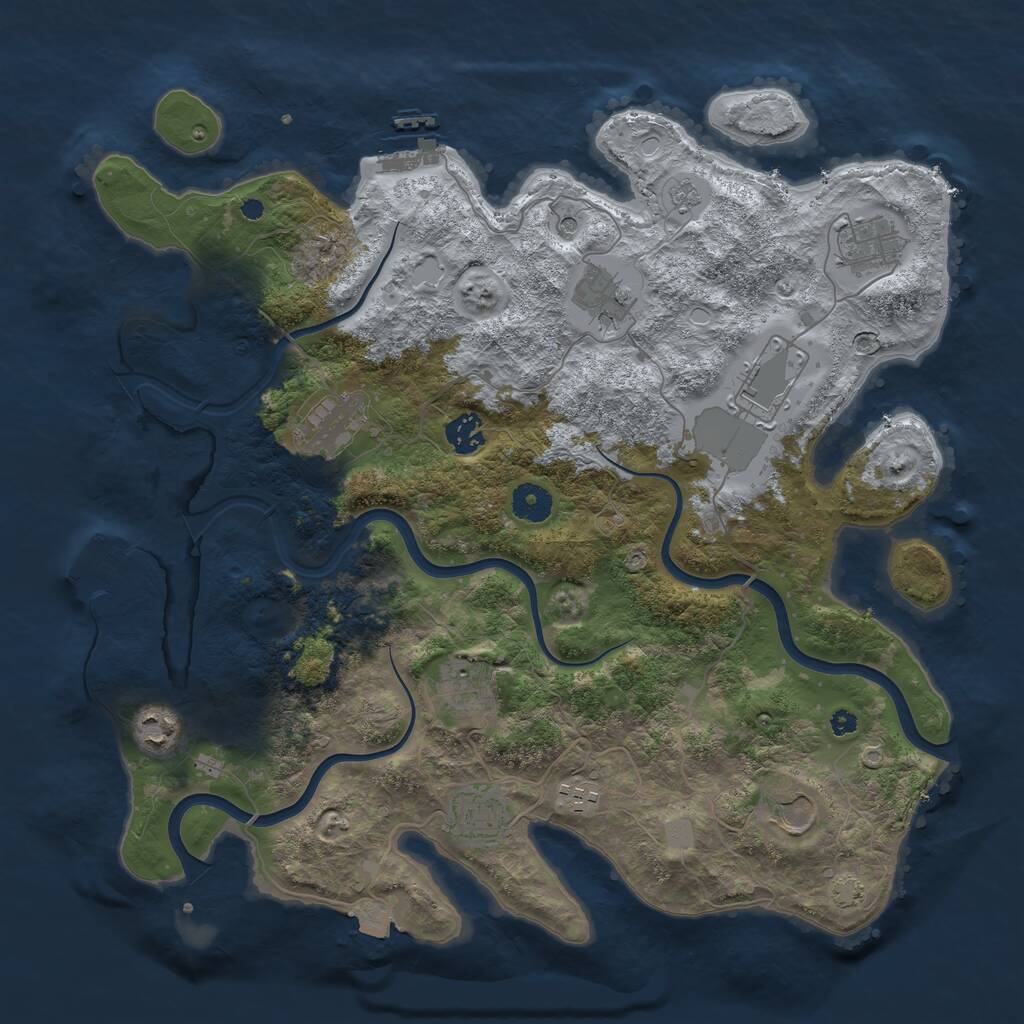 Rust Map: Procedural Map, Size: 3900, Seed: 1765756874, 16 Monuments