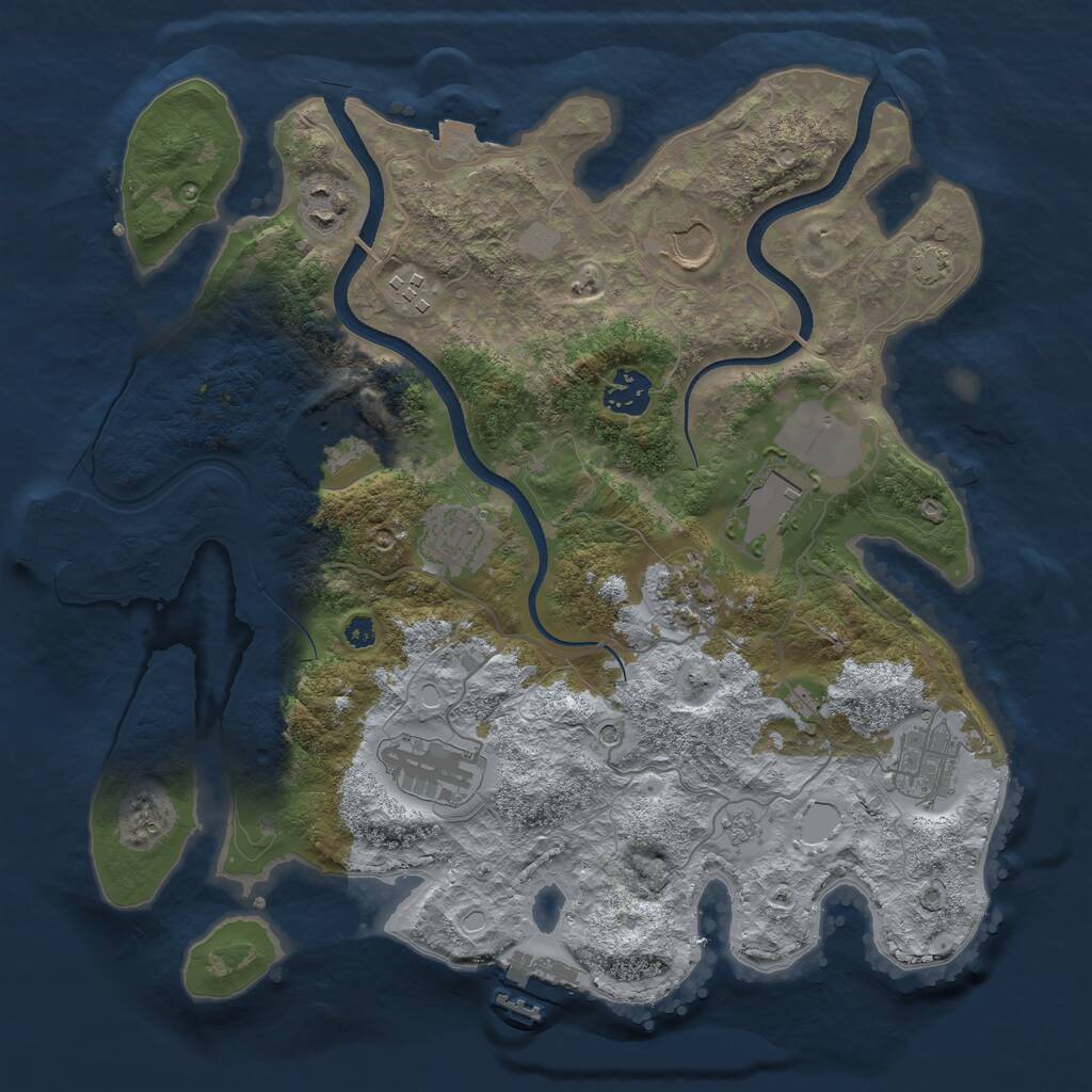 Rust Map: Procedural Map, Size: 3500, Seed: 1884779091, 16 Monuments