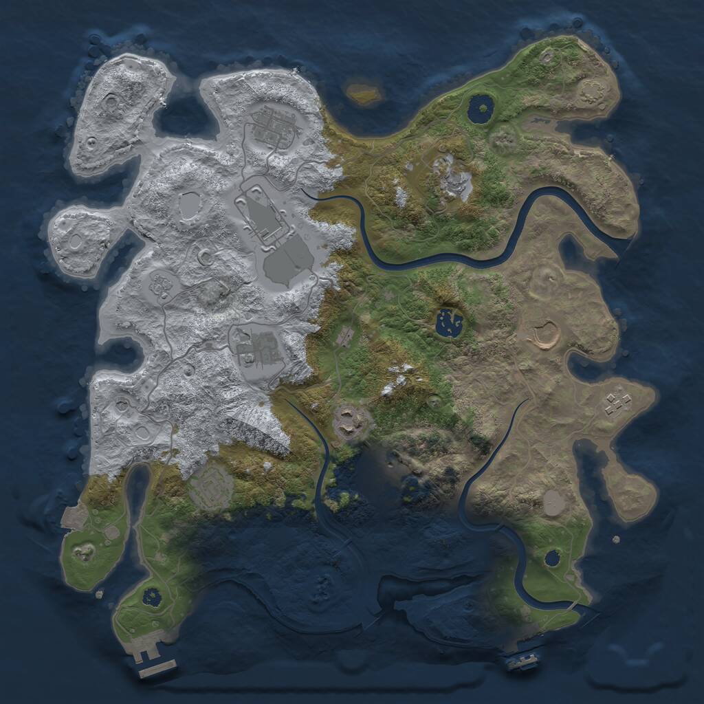 Rust Map: Procedural Map, Size: 3750, Seed: 421340089, 16 Monuments