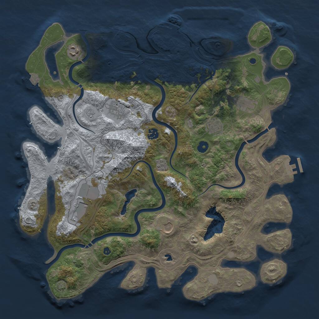Rust Map: Procedural Map, Size: 4250, Seed: 1690150254, 14 Monuments