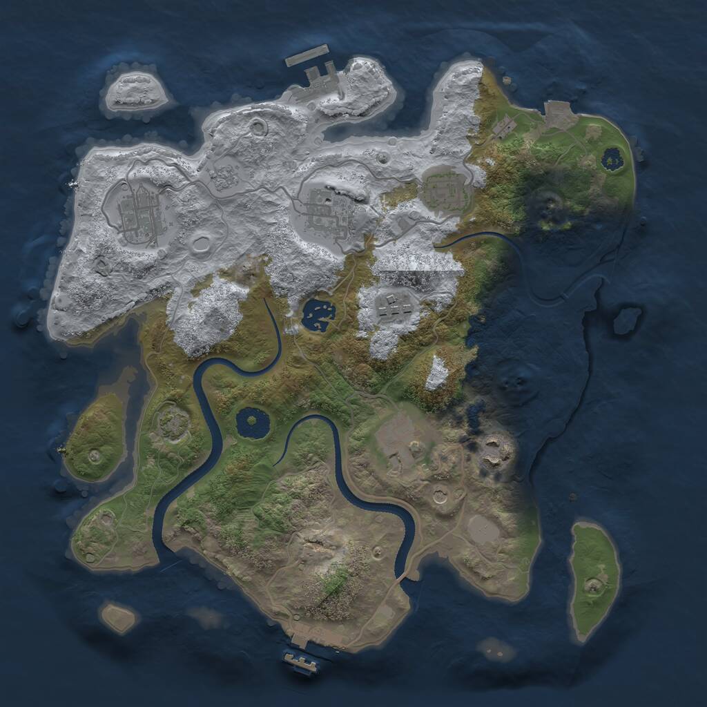 Rust Map: Procedural Map, Size: 3200, Seed: 1897203815, 13 Monuments