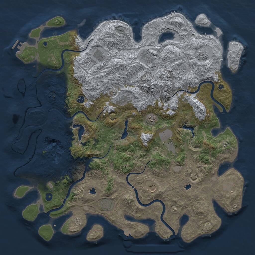 Rust Map: Procedural Map, Size: 5000, Seed: 51828610, 16 Monuments